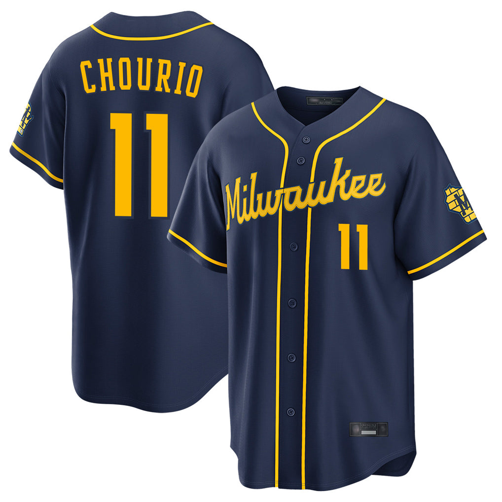 BIPIHUC M.Brewers #11 Jackson Chourio Player Navy Home Stadium Game Stitched Jerseys