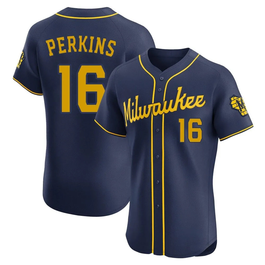 BIPIHUC M.Brewers #16 Blake Perkins Player Navy Home Limited Elite Stitched Jerseys