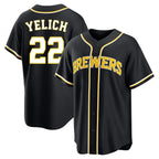 BIPIHUC M.Brewers #22 Christian Yelich Player Black Fashion Out Home Game Stitched Jerseys