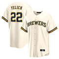 BIPIHUC M.Brewers #22 Christian Yelich Player Cream Home Game Stitched Jerseys