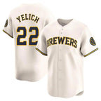 BIPIHUC M.Brewers #22 Christian Yelich Player Cream Home Limited Game Stitched Jerseys