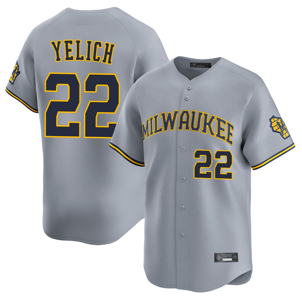 BIPIHUC M.Brewers #22 Christian Yelich Player Gray Home Limited Stitched Jerseys