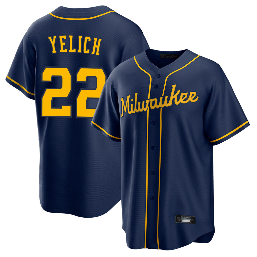 BIPIHUC M.Brewers #22 Christian Yelich Player Navy Home Game Stitched Jerseys
