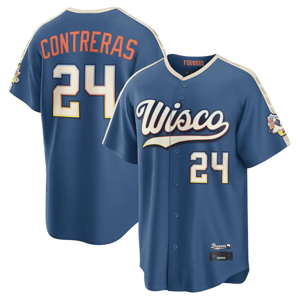 BIPIHUC M.Brewers #24 William Contreras Player Blue 2026 City Connect Home Game Stitched Jerseys