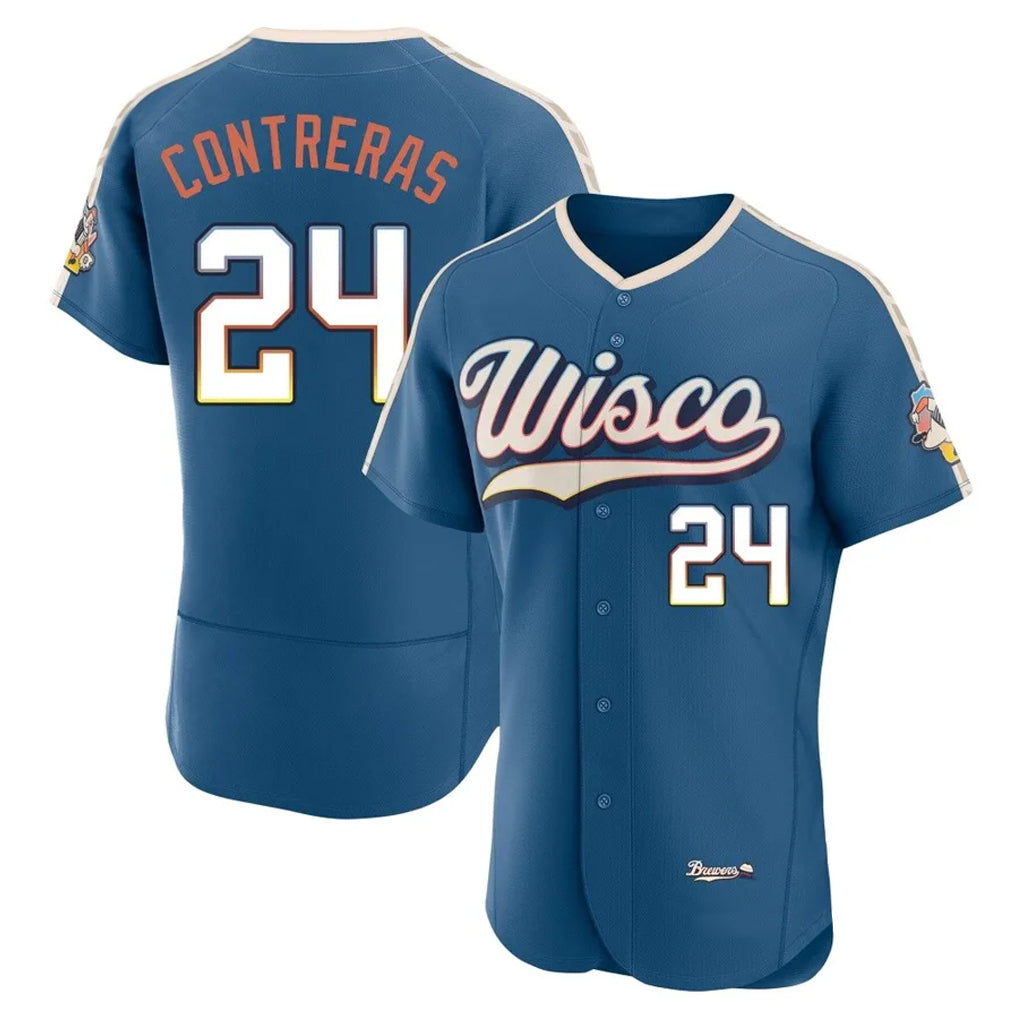 BIPIHUC M.Brewers #24 William Contreras Player Blue 2026 City Connect Home Limited Elite Stitched Jerseys