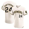 BIPIHUC M.Brewers #24 William Contreras Player Cream Home Limited Elite Stitched Jerseys