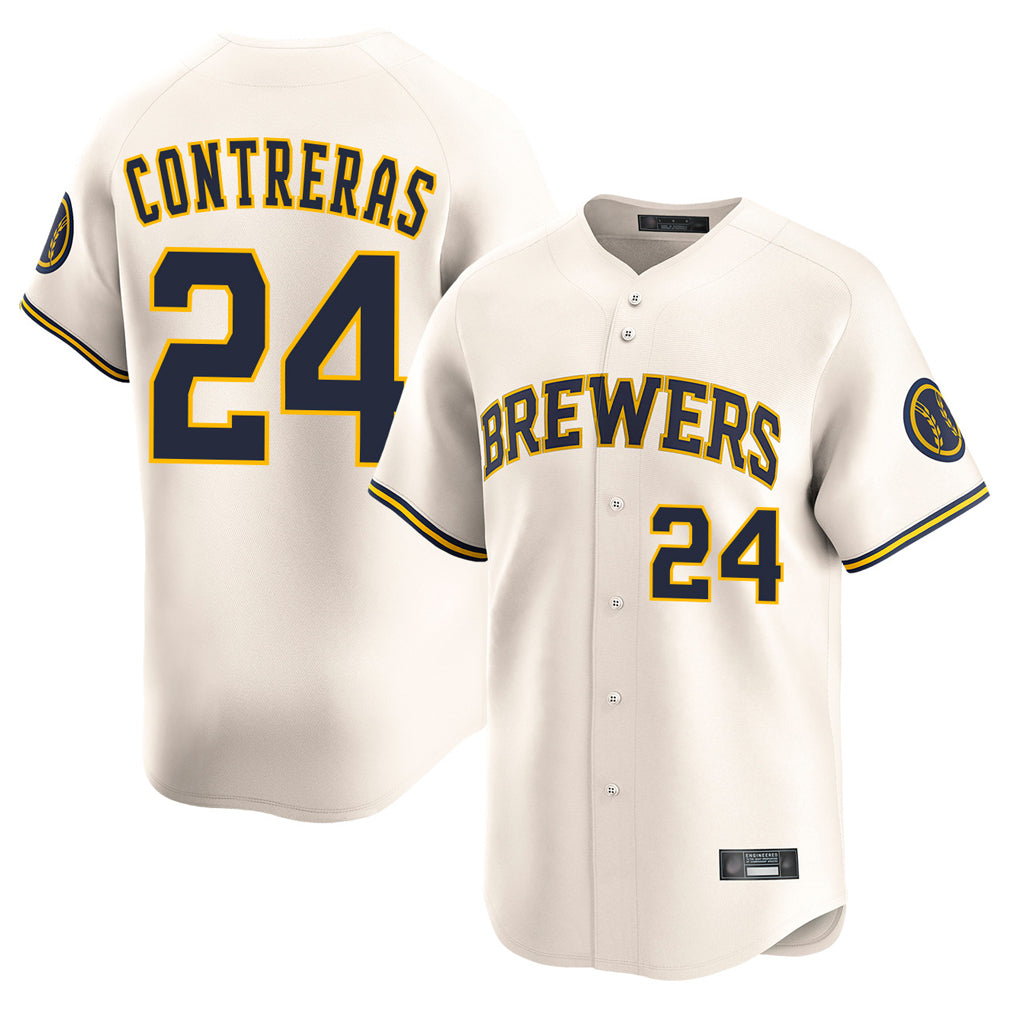 BIPIHUC M.Brewers #24 William Contreras Player Cream Home Limited Game Stitched Jerseys