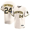 BIPIHUC M.Brewers #24 William Contreras Player Cream Home Limited Game Stitched Jerseys