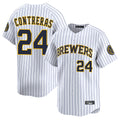 BIPIHUC M.Brewers #24 William Contreras Player White Stripes Home Limited Game Stitched Jerseys