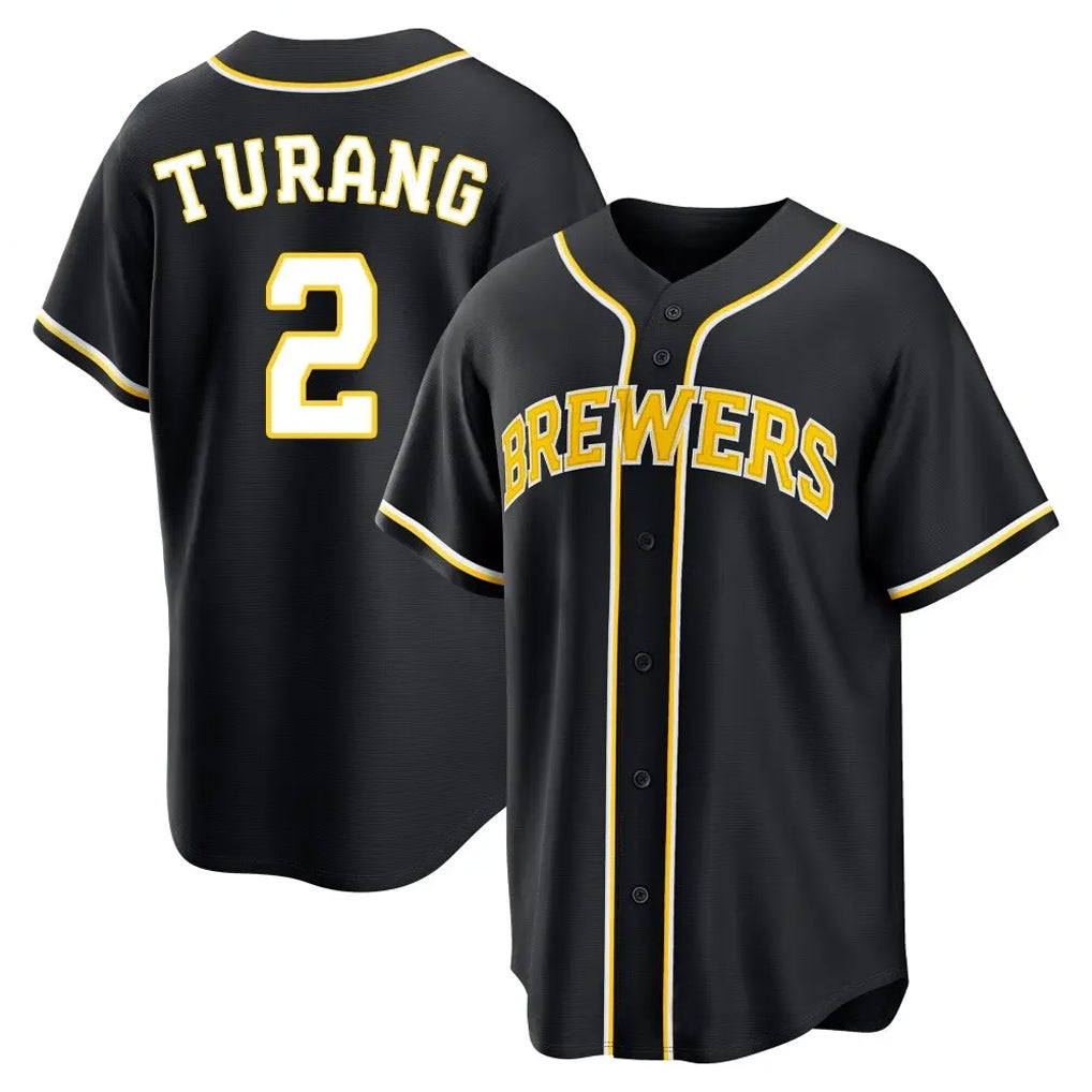 BIPIHUC M.Brewers #2 Brice Turang Player Black Fashion Out Home Game Stitched Jerseys