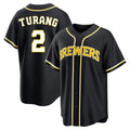 BIPIHUC M.Brewers #2 Brice Turang Player Black Fashion Out Home Game Stitched Jerseys