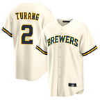 BIPIHUC M.Brewers #2 Brice Turang Player Cream Home Game Stitched Jerseys