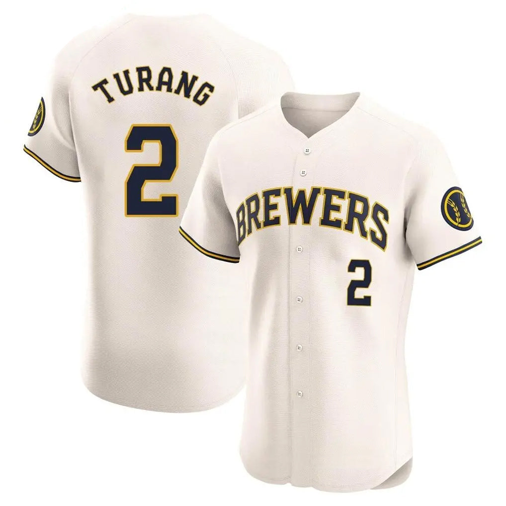 BIPIHUC M.Brewers #2 Brice Turang Player Cream Home Limited Elite Stitched Jerseys