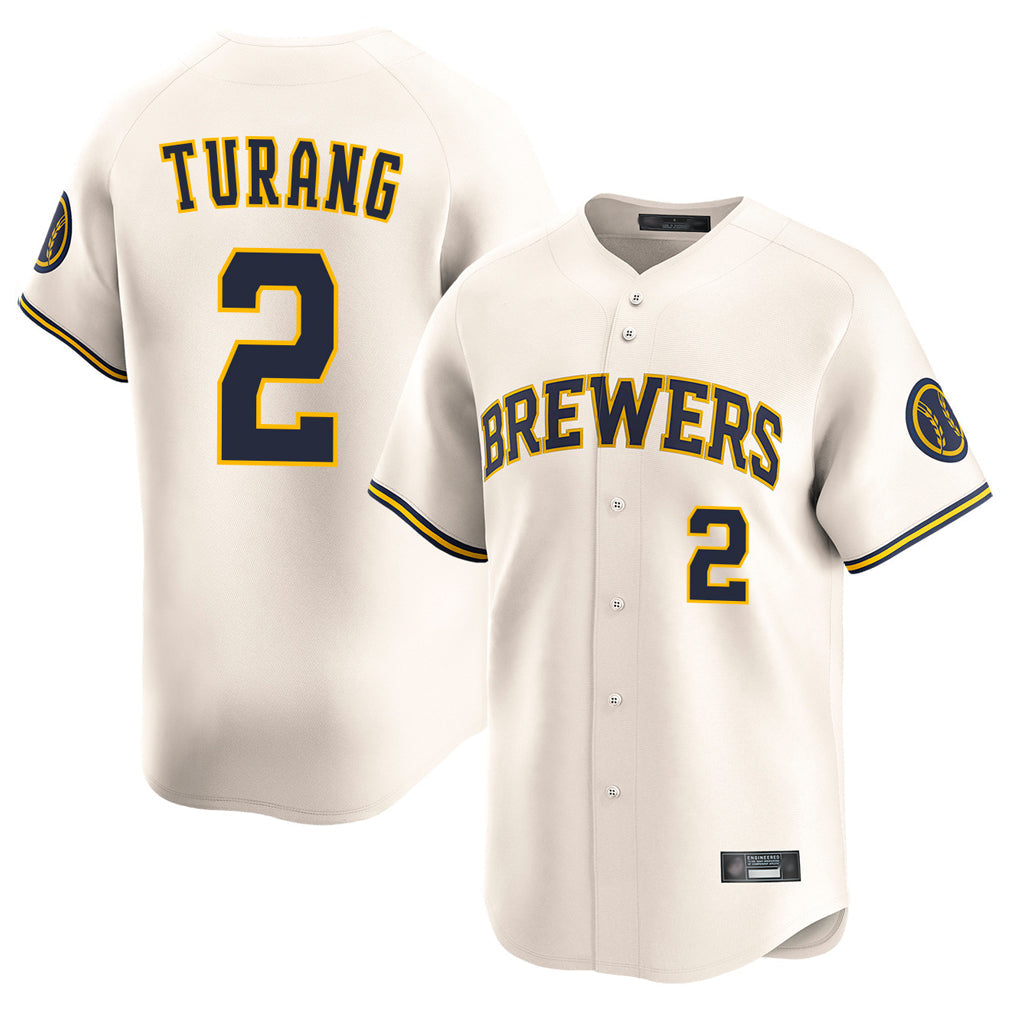 BIPIHUC M.Brewers #2 Brice Turang Player Cream Home Limited Game Stitched Jerseys