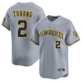 BIPIHUC M.Brewers #2 Brice Turang Player Gray Home Limited Stitched Jerseys