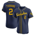 BIPIHUC M.Brewers #2 Brice Turang Player Navy Home Limited Elite Stitched Jerseys