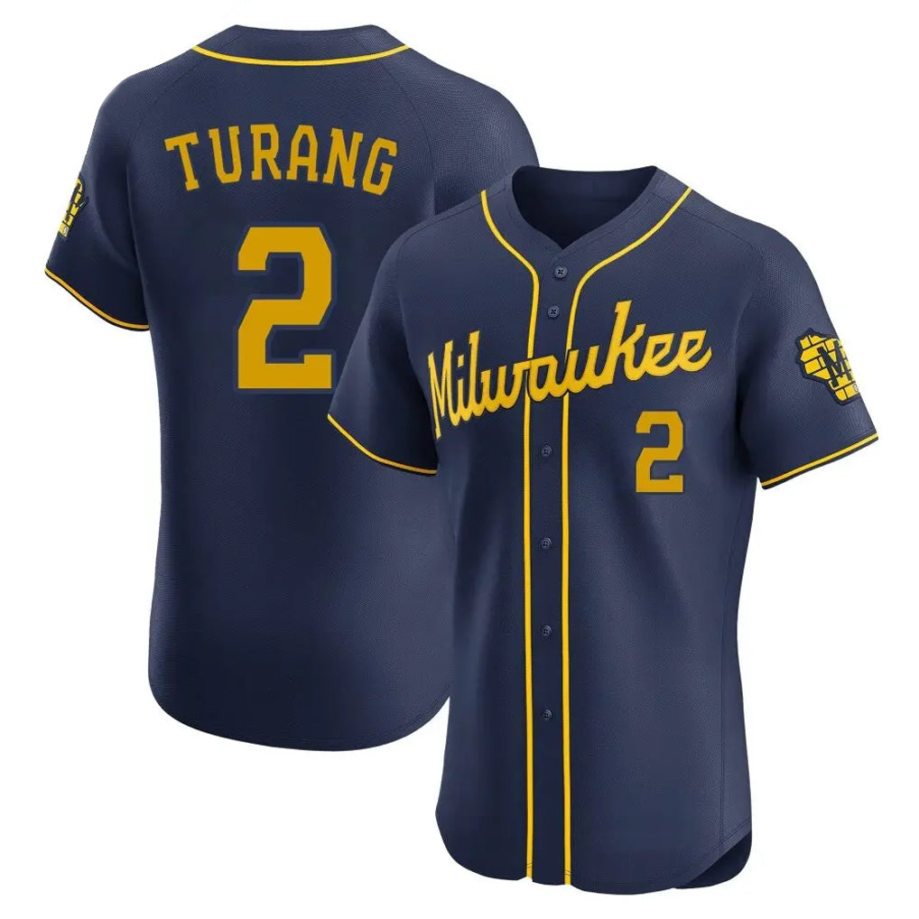 BIPIHUC M.Brewers #2 Brice Turang Player Navy Home Limited Elite Stitched Jerseys