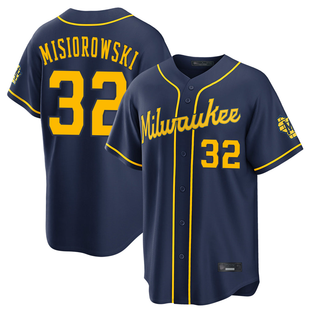 BIPIHUC M.Brewers #32 Jacob Misiorowski Player Navy Home Stadium Game Stitched Jerseys