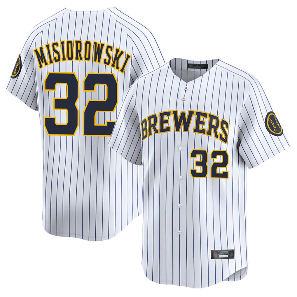 BIPIHUC M.Brewers #32 Jacob Misiorowski Player White Stripes Home Limited Game Stitched Jerseys