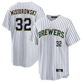 BIPIHUC M.Brewers #32 Jacob Misiorowski Player White Stripes Limited Game Home Stitched Jerseys