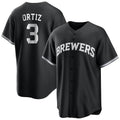 BIPIHUC M.Brewers #3 Joey Ortiz Player Black Game Home Stitched Jerseys