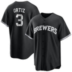 BIPIHUC M.Brewers #3 Joey Ortiz Player Black Game Home Stitched Jerseys