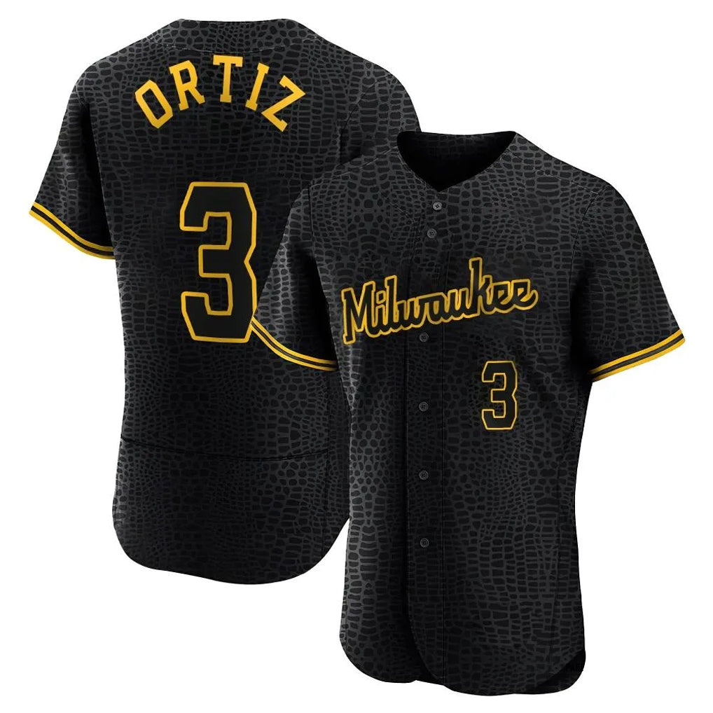 BIPIHUC M.Brewers #3 Joey Ortiz Player Black Snake Skin City Home Limited Elite Stitched Jerseys