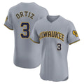 BIPIHUC M.Brewers #3 Joey Ortiz Player Gray Home Limited Elite Stitched Jerseys