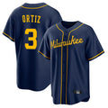 BIPIHUC M.Brewers #3 Joey Ortiz Player Navy Home Game Stitched Jerseys