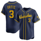 BIPIHUC M.Brewers #3 Joey Ortiz Player Navy Home Limited Stitched Jerseys