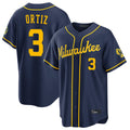 BIPIHUC M.Brewers #3 Joey Ortiz Player Navy Home Stadium Game Stitched Jerseys