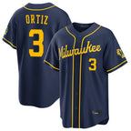 BIPIHUC M.Brewers #3 Joey Ortiz Player Navy Home Stadium Game Stitched Jerseys
