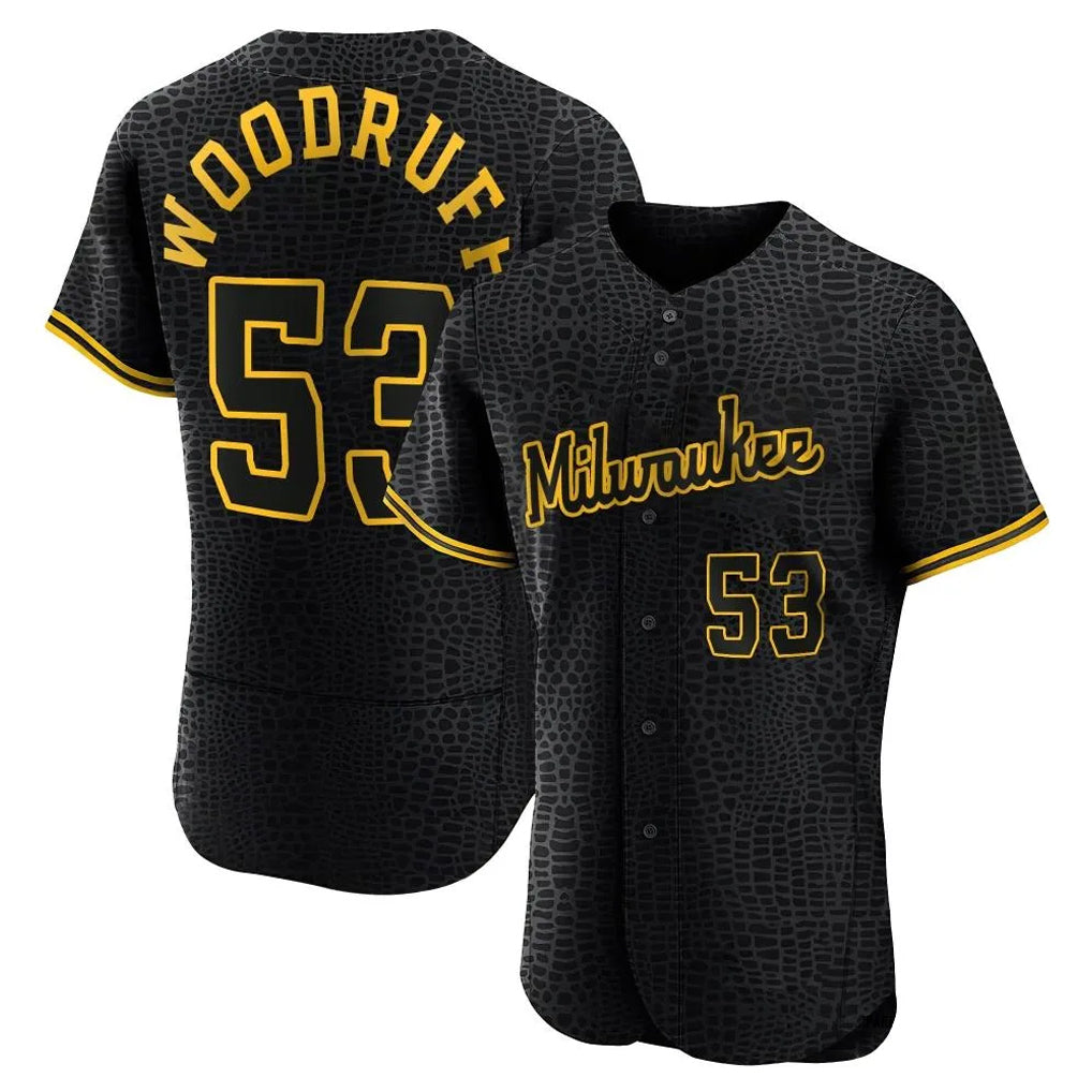 BIPIHUC M.Brewers #53 Brandon Woodruff Player Black Snake Skin City Home Limited Elite Stitched Jerseys