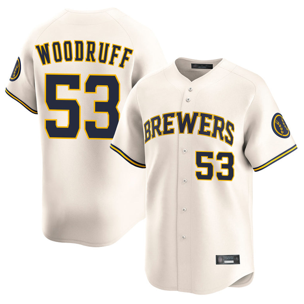 BIPIHUC M.Brewers #53 Brandon Woodruff Player Cream Home Limited Game Stitched Jerseys