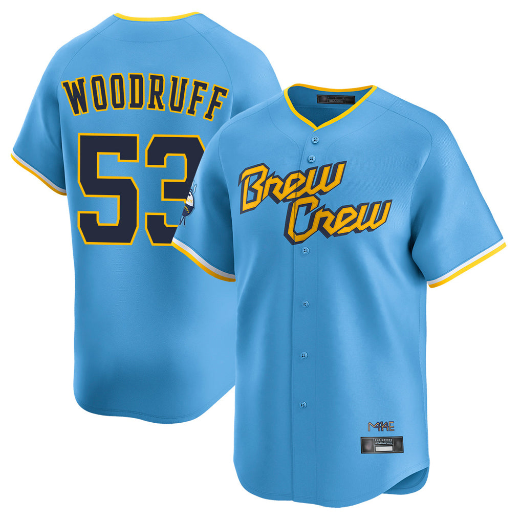 BIPIHUC M.Brewers #53 Brandon Woodruff Player Light Blue City Connect Home Limited Stitched Jerseys