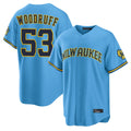 BIPIHUC M.Brewers #53 Brandon Woodruff Player Light Blue Road Stadium Game Stitched Jerseys