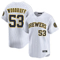 BIPIHUC M.Brewers #53 Brandon Woodruff Player White Stripes Home Limited Stitched Jerseys