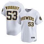 BIPIHUC M.Brewers #53 Brandon Woodruff Player White Stripes Home Limited Stitched Jerseys