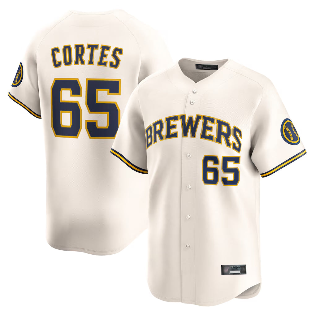 BIPIHUC M.Brewers #65 Nestor Cortes Player Cream Home Limited Game Stitched Jerseys