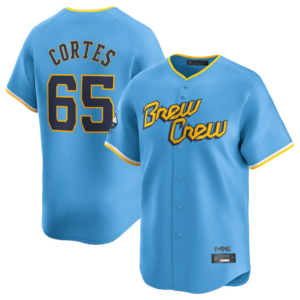 BIPIHUC M.Brewers #65 Nestor Cortes Player Light Blue City Connect Home Limited Stitched Jerseys
