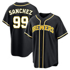 BIPIHUC M.Brewers #99 Gary Sanchez Player Black Fashion Out Home Game Stitched Jerseys