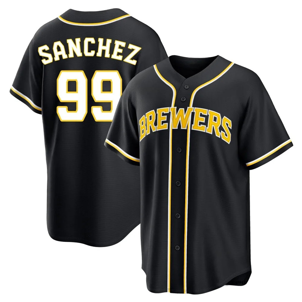 BIPIHUC M.Brewers #99 Gary Sanchez Player Black Fashion Out Home Game Stitched Jerseys