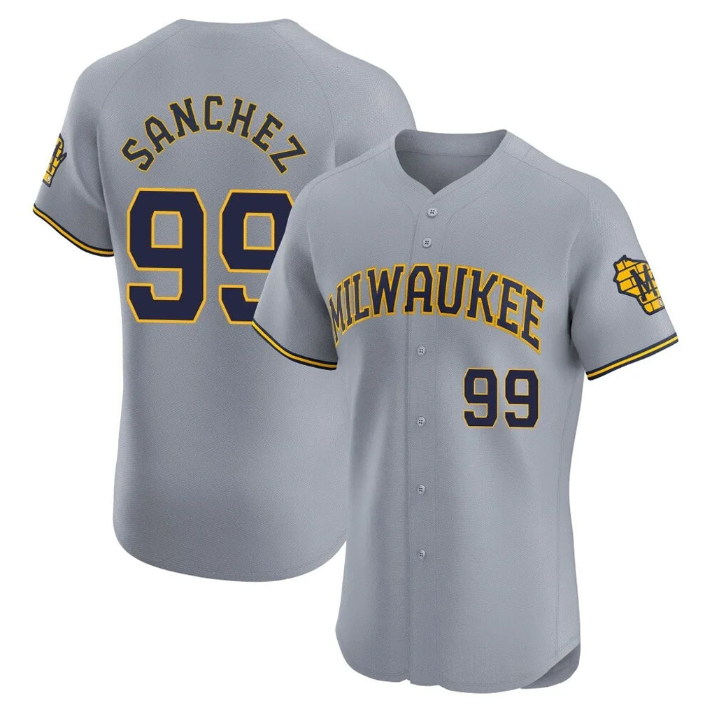 BIPIHUC M.Brewers #99 Gary Sanchez Player Gray Home Limited Elite Stitched Jerseys