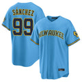 BIPIHUC M.Brewers #99 Gary Sanchez Player Light Blue Road Stadium Game Stitched Jerseys
