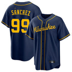 BIPIHUC M.Brewers #99 Gary Sanchez Player Navy Home Game Stitched Jerseys