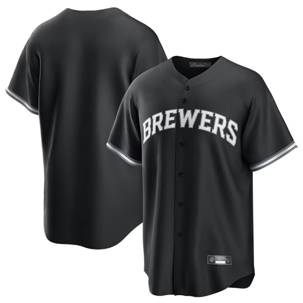 BIPIHUC M.Brewers Blank Player Black Game Home Stitched Jerseys