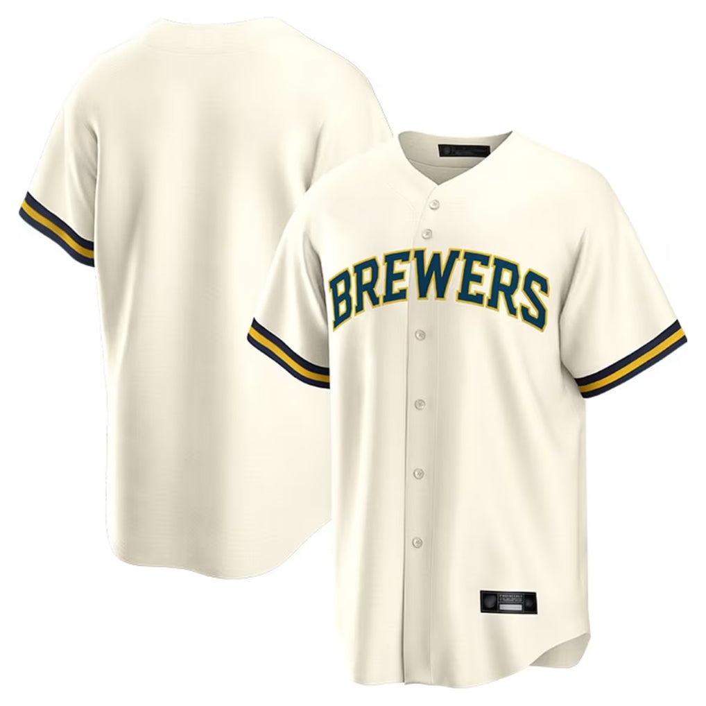 BIPIHUC M.Brewers Blank Player Cream Home Game Stitched Jerseys
