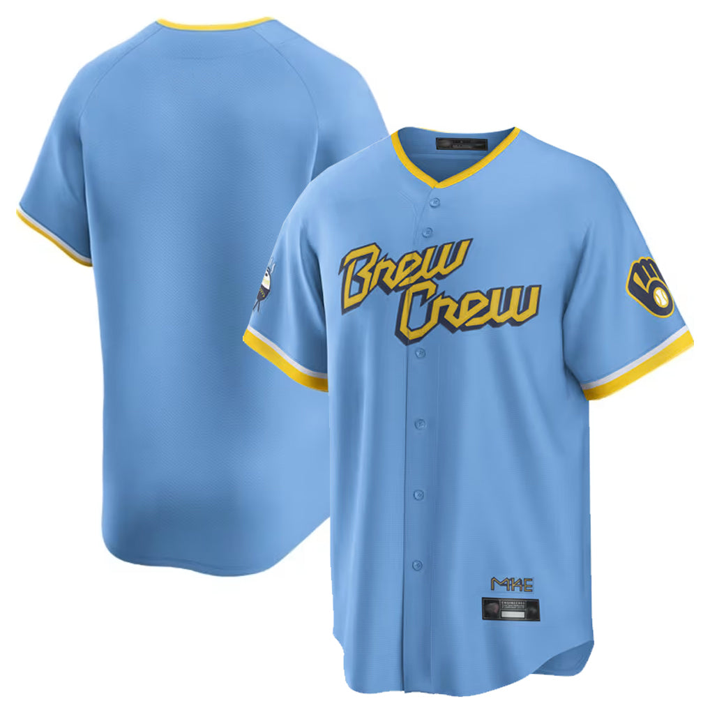 BIPIHUC M.Brewers Blank Player Light Blue City Connect Home Game Stitched Jerseys