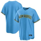 BIPIHUC M.Brewers Blank Player Light Blue Road Stadium Game Stitched Jerseys
