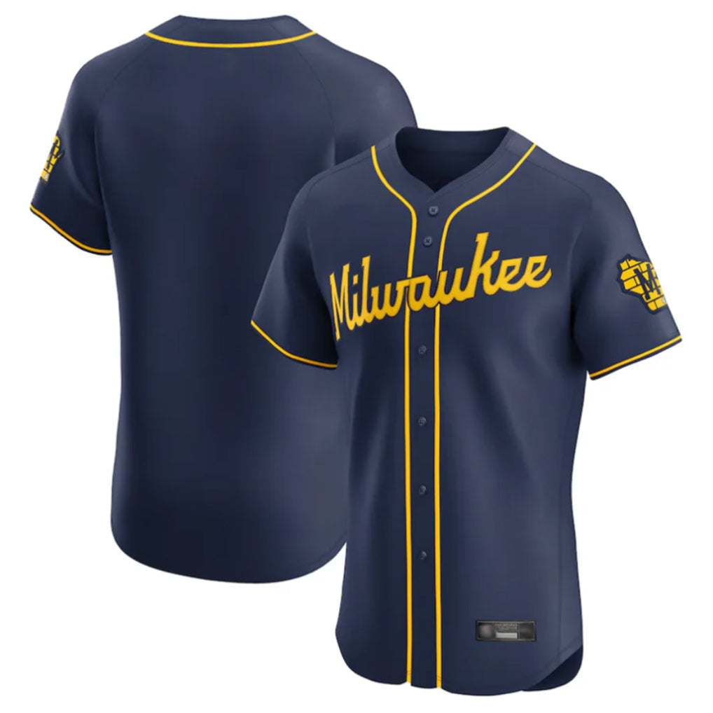 BIPIHUC M.Brewers Blank Player Navy Home Limited Elite Stitched Jerseys